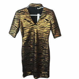 Alice + Olivia NWT Inka Choker Keyhole Zebra Dress Beautiful Stunning in person